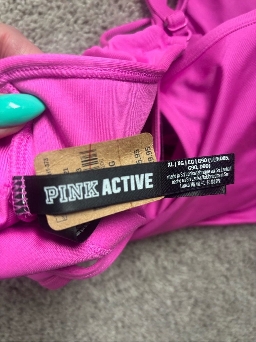 PINK Victoria's Secret Hot Pink Lace-Up Crop Sports Bra - Picture 3 of 6